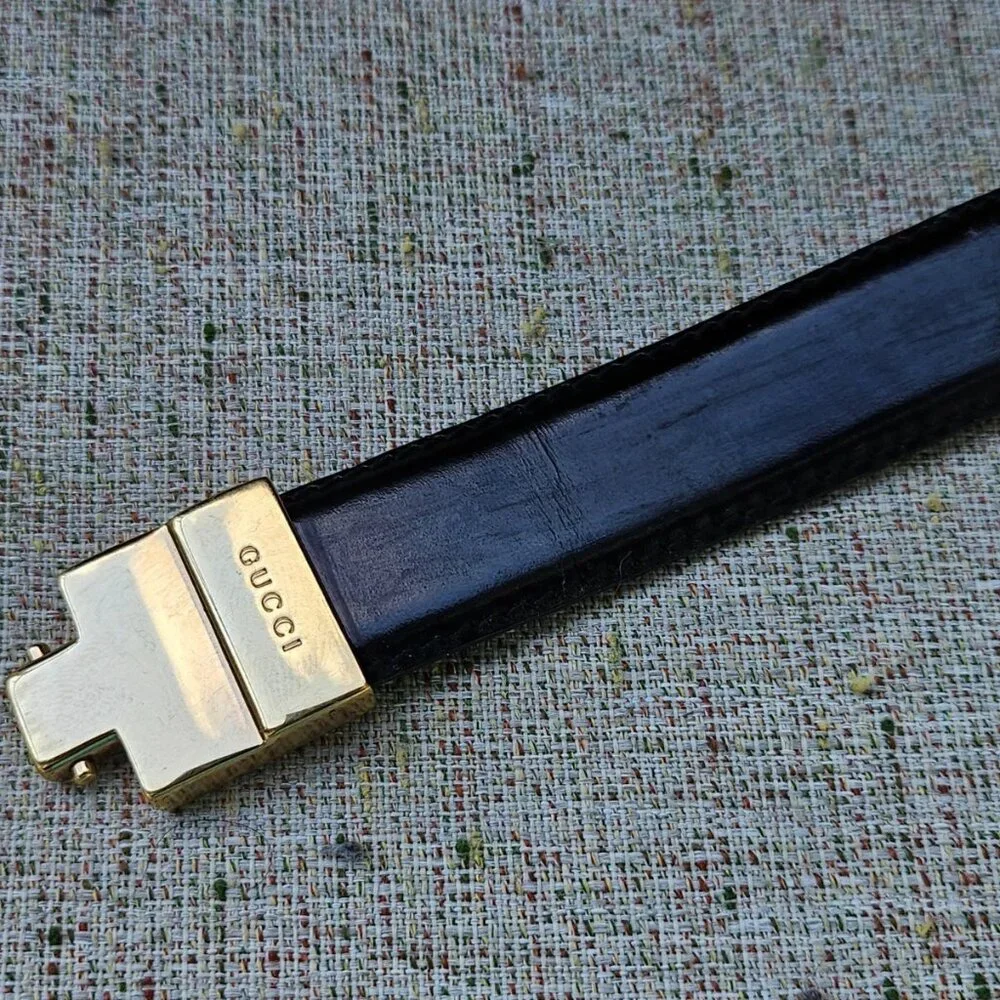 Vintage Gucci Ladies Belt Black Genuine Leather Waistband Size 25 Made in Italy - Picture 6 of 10